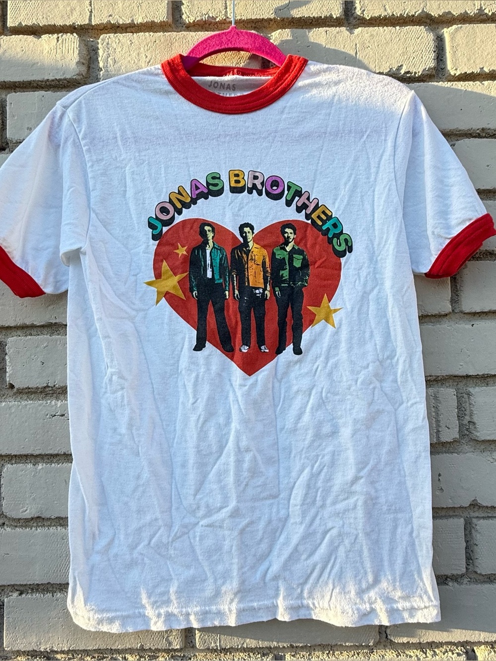 Jonas Brothers Heart Ringer T-shirt in White - Size Small